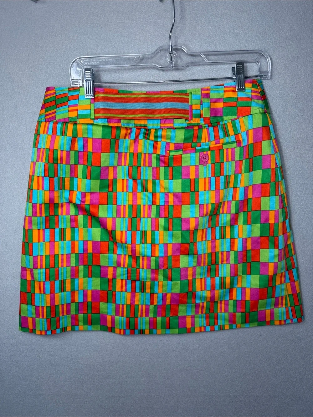 Liz Claiborne Green and Red Geometric Mini Skirt